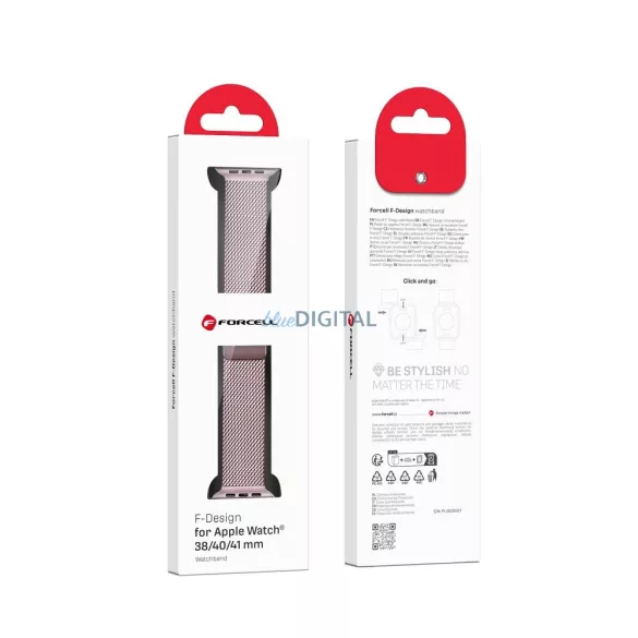 FORCELL F-DESIGN FA14 mágneses rozsdamentes acél szíj APPLE Watch 38 / 40 / 41 mm-es rózsaszín 