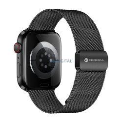   FORCELL F-DESIGN FA14 mágneses rozsdamentes acél szíj APPLE Watch 42 / 44 / 45 / 49 mm fekete