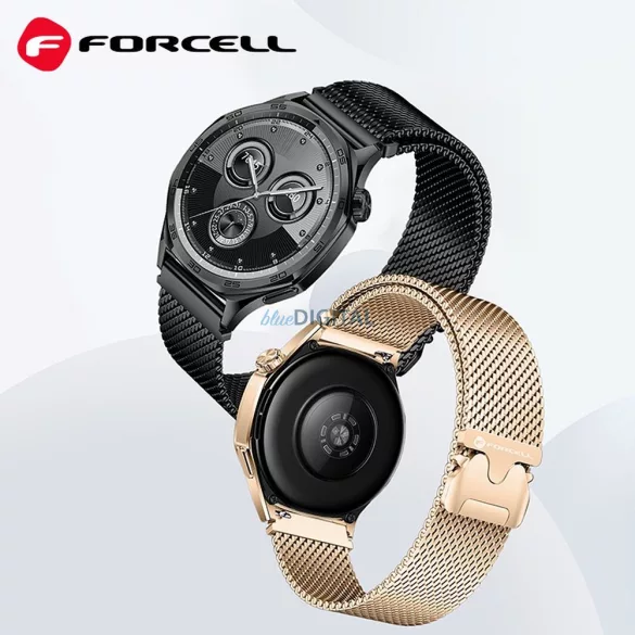 FORCELL F-DESIGN FS10 acél szíj SAMSUNG Watch 20 mm-es fekete színű