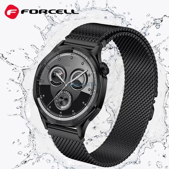 FORCELL F-DESIGN FS10 acél szíj SAMSUNG Watch 20 mm-es fekete színű