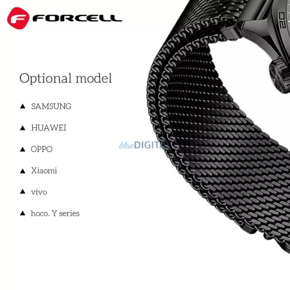FORCELL F-DESIGN FS10 acél szíj SAMSUNG Watch 20 mm-es fekete színű