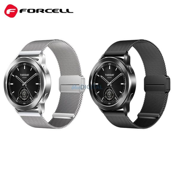 FORCELL F-DESIGN FS11 mágneses acél szíj SAMSUNG Watch 22 mm-es fekete színű