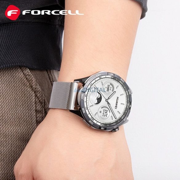 FORCELL F-DESIGN FS11 mágneses acél szíj SAMSUNG Watch 22 mm-es ezüst színű