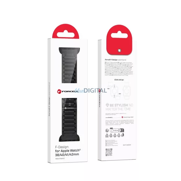FORCELL F-DESIGN FA06 szilikon szíj APPLE Watch 38 / 40 / 41 mm-es fekete színű