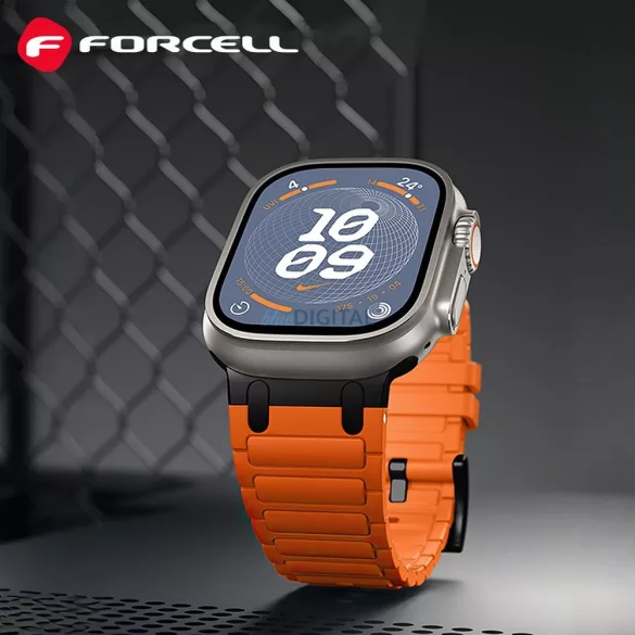 FORCELL F-DESIGN FA06 szilikon szíj APPLE Watch 38 / 40 / 41 mm-es narancs színben