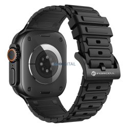   FORCELL F-DESIGN FA06 szilikon szíj APPLE Watch 42 / 44 / 45 / 49 mm-es fekete színű
