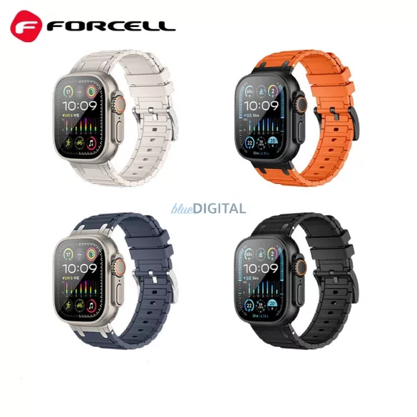 FORCELL F-DESIGN FA06 szilikon szíj APPLE Watch 42 / 44 / 45 / 49 mm-es fekete színű