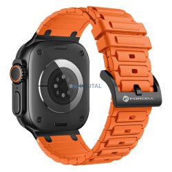   FORCELL F-DESIGN FA06 szilikon szíj APPLE Watch 42 / 44 / 45 / 49 mm-es narancs színben