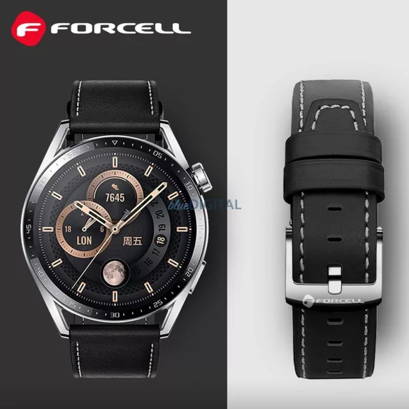 FORCELL F-DESIGN FS21 öko bőrszíj SAMSUNG Watch 20 mm fekete színű