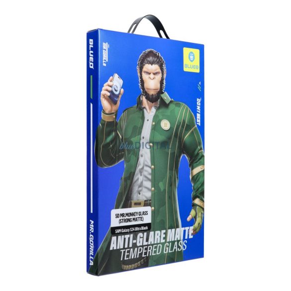 BlueO Mr. Monkey Glass AG Matte Glass tükrözédésmentes matt edzett üveg fekete szegéllyel Samsung Galaxy S24 Ultra