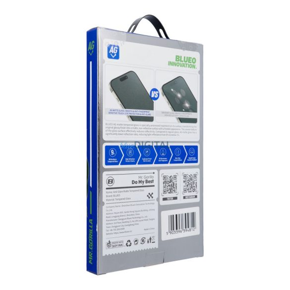 BlueO Mr. Monkey Glass AG Matte Glass tükrözédésmentes matt edzett üveg fekete szegéllyel Samsung Galaxy S25 Ultra