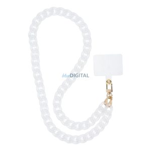 PANAMA LONG Telefon nyaklánc, Telefon medál / zsinór hossza 80cm (40cm hurokban) / nyakra akasztható - fehér