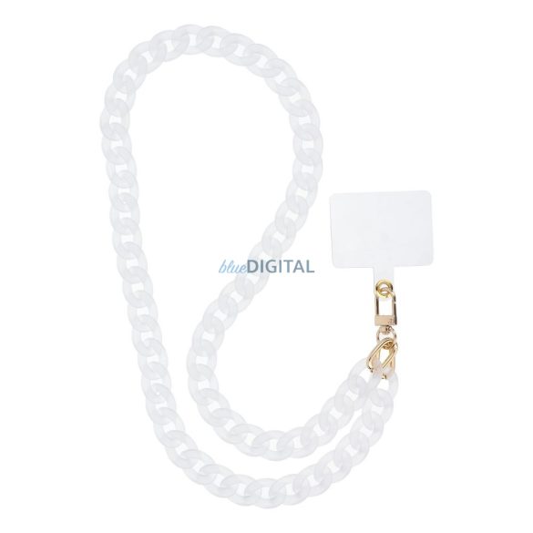 PANAMA LONG Telefon nyaklánc, Telefon medál / zsinór hossza 80cm (40cm hurokban) / nyakra akasztható - fehér