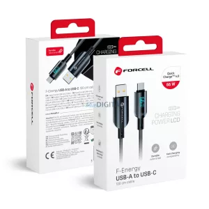 FORCELL F-ENERGY C272 kábel USB-A Type-C QC4.0 3A 66W Digitális 1,2 m fekete