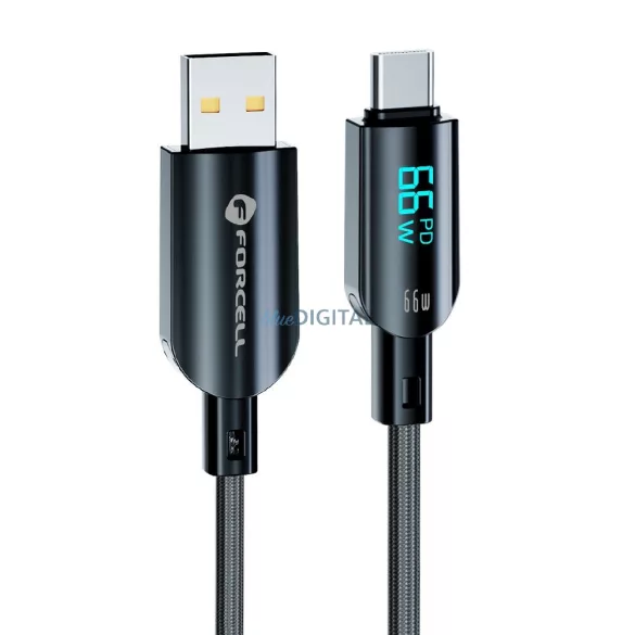 FORCELL F-ENERGY C272 kábel USB-A Type-C QC4.0 3A 66W Digitális 1,2 m fekete
