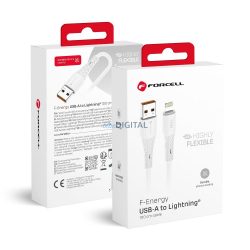   FORCELL F-ENERGY C343 kábel USB-A - Lightning 2,4A 12W szilikon 1 m fehér