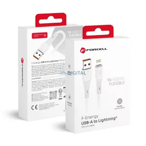 FORCELL F-ENERGY C343 kábel USB-A - Lightning 2,4A 12W szilikon 1 m fehér