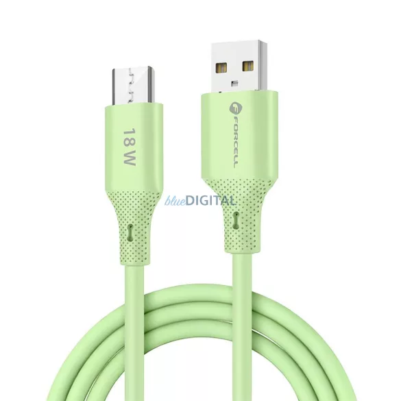 FORCELL F-ENERGY C341 kábel USB-A - Micro USB QC3.0 2,4A 18W szilikon 1 m zöld