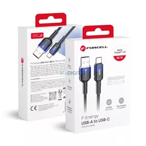FORCELL F-ENERGY C352 kábel USB-A Type-C QC4.0 3A 66W gradiens 1 m fekete