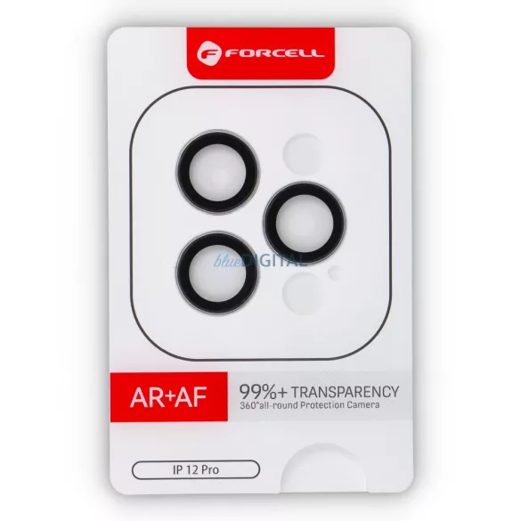 Forcell Premium Camera Lens kamera lencse védő edzett üveg ezüst színű szegéllyel iPhone 12 Pro