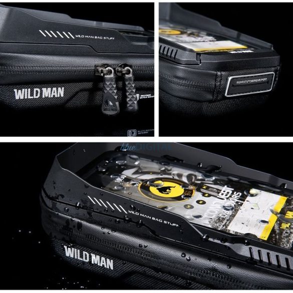 WILDMAN utazótáska kerékpár kormányra cipzárral 0,5L (4"-7") XT3S fekete