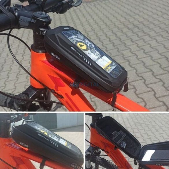 WILDMAN utazótáska kerékpár kormányra cipzárral 0,5L (4"- 7") X3 fekete