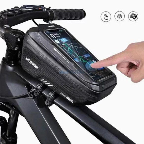 WILDMAN utazótáska kerékpárvázhoz cipzárral 1L (4"-7") XS2 fekete