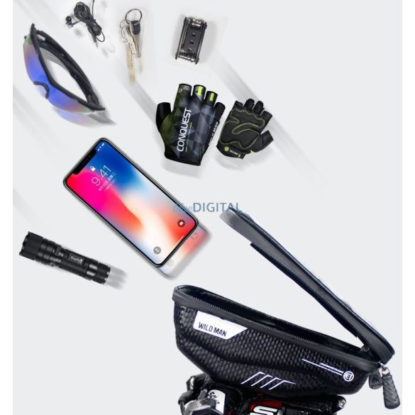 WILDMAN utazótáska kerékpár kormányra cipzárral 1L (4"-7") E1 fekete