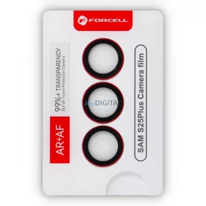 Forcell Premium Camera Lens kamera lencse védő edzett üveg korallpiros szegéllyel Samsung Galaxy S25 Plus