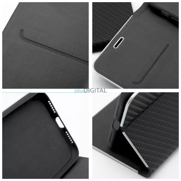 LUNA CARBON könyvtok iPhone Air - fekete