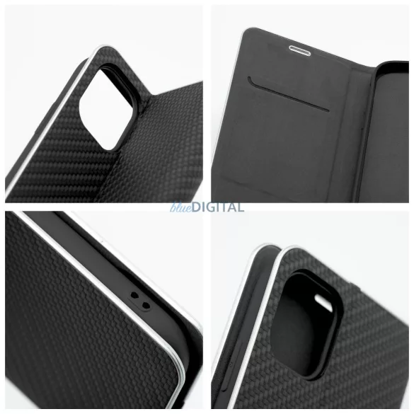 LUNA CARBON könyvtok iPhone Air - fekete