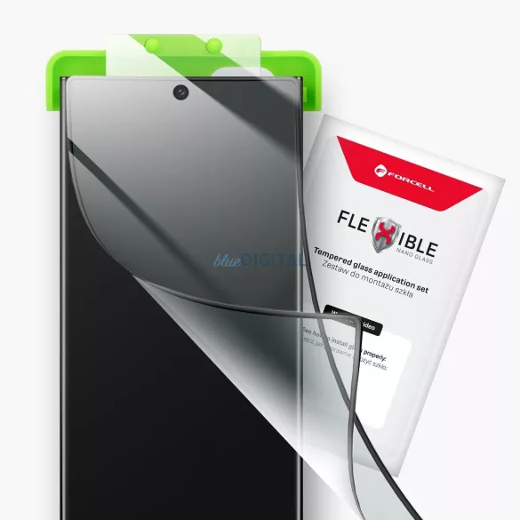Forcell Flexible Nano Glass hibrid üveg fekete szegéllyel iPhone 16 Pro