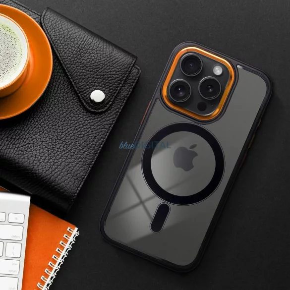 COLOR EDGE MAG COVER MagSafe-kompatibilis tok iPhone 14 - fekete-arany átlátszó