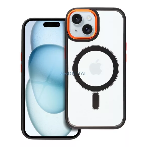 COLOR EDGE MAG COVER MagSafe-kompatibilis tok iPhone 15 - fekete-arany átlátszó