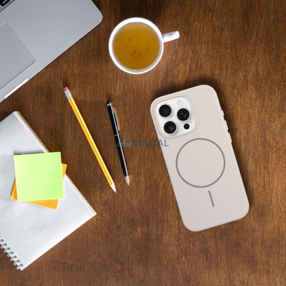Glossy MagSafe-kompatibilis tok iPhone 17 - bézs