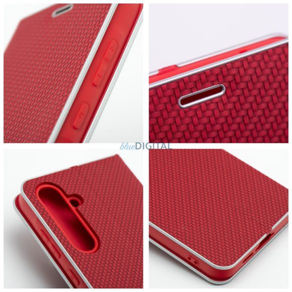 LUNA CARBON könyvtok Samsung Galaxy A17 4G/5G - piros