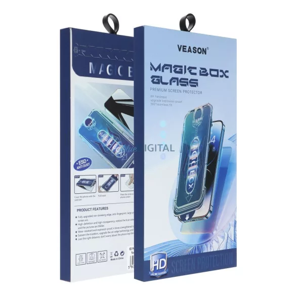 Veason 6D Pro Easy-Install oleofób edzett üveg fekete szegéllyel applikátorral iPhone Air