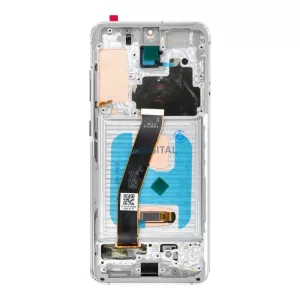 LCD-kijelző a SAMSUNG S20 4G fehér SOFT OLED modellhez, kerettel