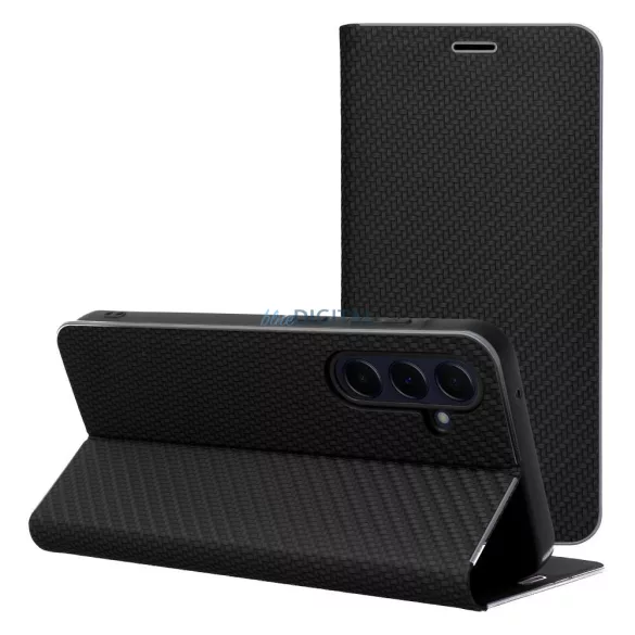LUNA CARBON könyvtok Samsung Galaxy S25 FE - fekete