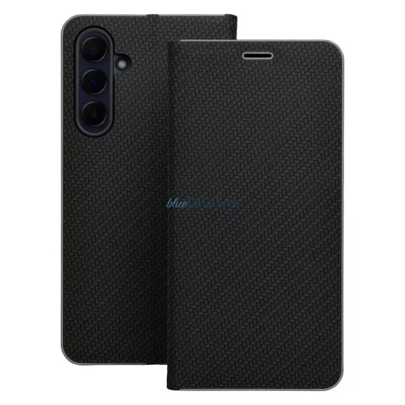 LUNA CARBON könyvtok Samsung Galaxy S25 FE - fekete