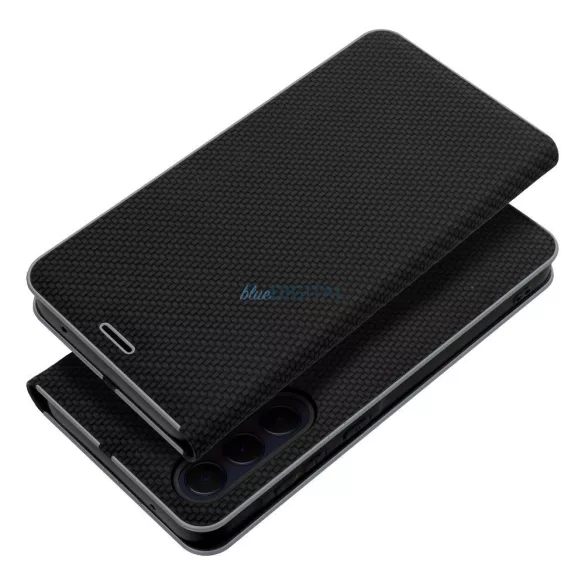 LUNA CARBON könyvtok Samsung Galaxy S25 FE - fekete