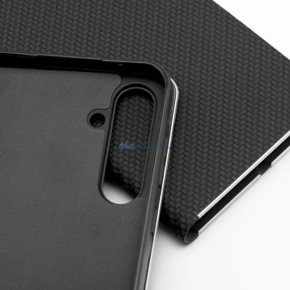 LUNA CARBON könyvtok Samsung Galaxy S25 FE - fekete
