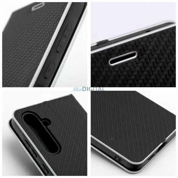 LUNA CARBON könyvtok Samsung Galaxy S25 FE - fekete
