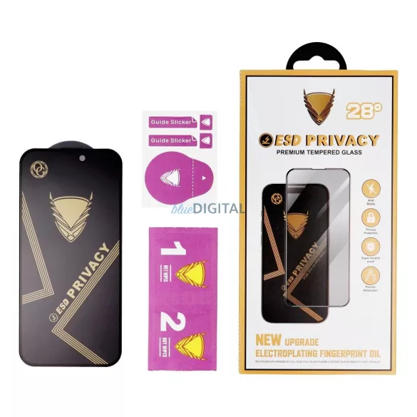 OG Premium Privacy Glass 6D betekintésvédett edzett üveg fekete szegéllyel Xiaomi Redmi 15 4G