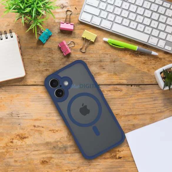 FULL MATTE MAG COVER tok kompatibilis a MagSafe készülékkel az IPHONE 15 Pro-hoz kék