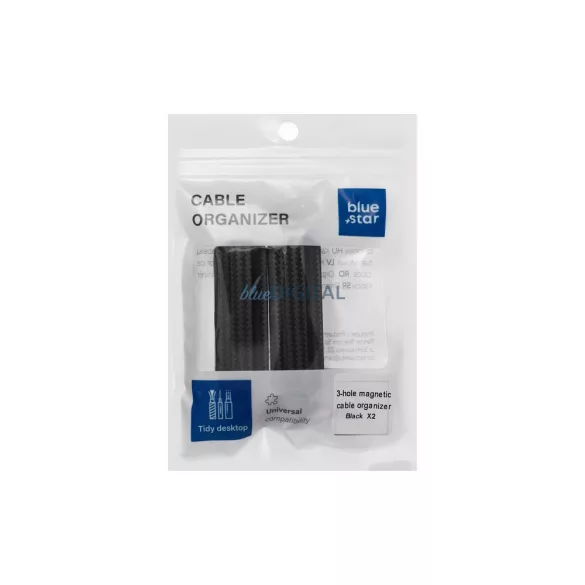 Blue Star PJ-OCZ5 magnetic self-adhesive organizer 3 cables --hez fekete (2 db.)