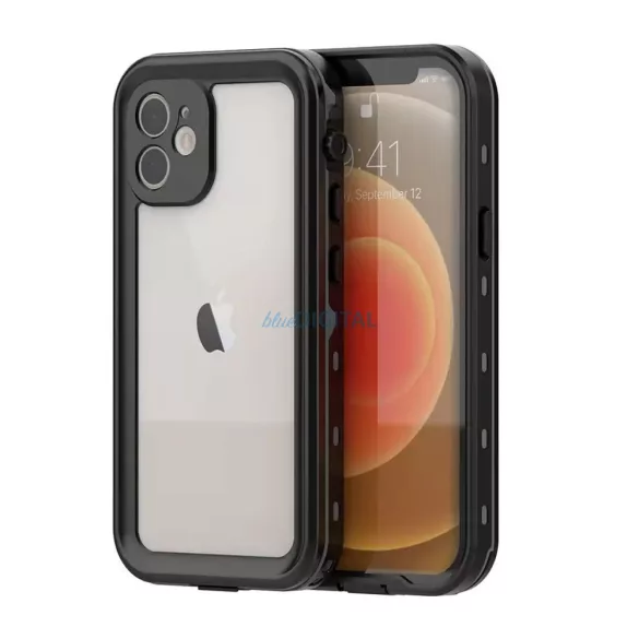SHELLBOX DOT vízálló tok az iPhone 12, fekete
