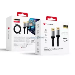   Kábel Kijelző Port to Kijelző Port 2.1 Forcell 16K 60Hz/8K 120Hz/4K 240Hz - High Speed, HDR, Ethernet, G-SYNC/FreeSync, 80Gbps, 2 m fekete