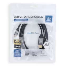   Kábel USB C to HDMI Blue Star 4K 60Hz - High Speed, HDR, ARC, Ethernet, AWM, 2m fekete