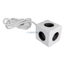   Power strip cube 5 sockets max 3680W és 1,4m power kábel E03 fehér